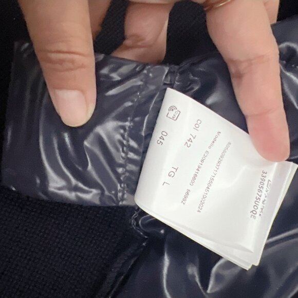 Moncler MAGLIONE Tricot Wool Knit Quilted Down Cardigan Jacket Navy Women Large - Picture 9 of 10